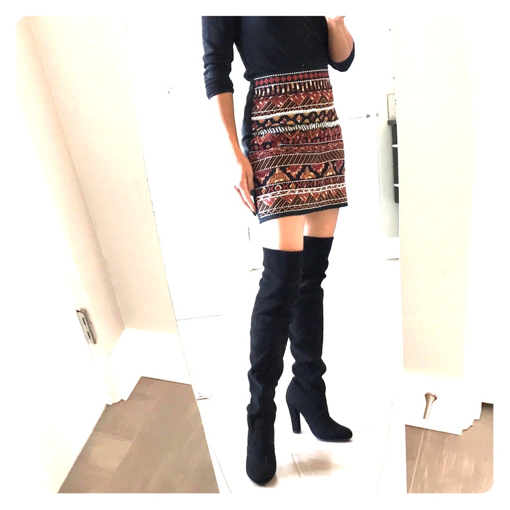 H&M Beaded Ethnic Mini Skirt